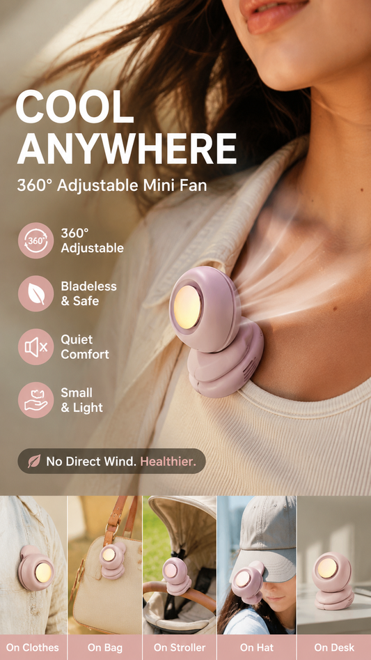⏳ Vente d'été – En vedette !! 💞 50 000+ VENDUS ! 💨 Ventilateur portable 2-en-1 – Vous rafraîchit instantanément jusqu'à 10°C | Flux d'air silencieux mains libres 24h/24 🌀🌿