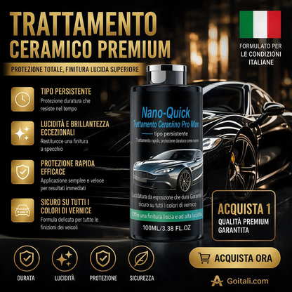 🚗 SCONTO DEL 50% A TEMPO LIMITATO! 💥 Goitali® Spray Nano Ceramico Alta Lucentezza – Idrorepellente, Lunga Durata, Applicazione Facile ✨