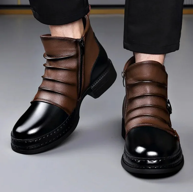 👢60% de réduction! ✨ Bottines en Cuir Véritable pour Homme – Confortable, Durable & Style Intemporel 🧥