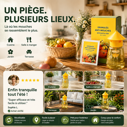 🪰✨ Piège à mouches suspendu intérieur extérieur, capture efficace sans toxique pour jardin maison et terrasse ✨