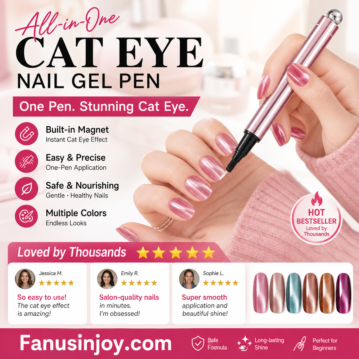 ✨️ Surprise – 50 % de réduction ! 💅 Un nail art sublime en un seul geste – Stylo gel œil de chat tout‑en‑un !
