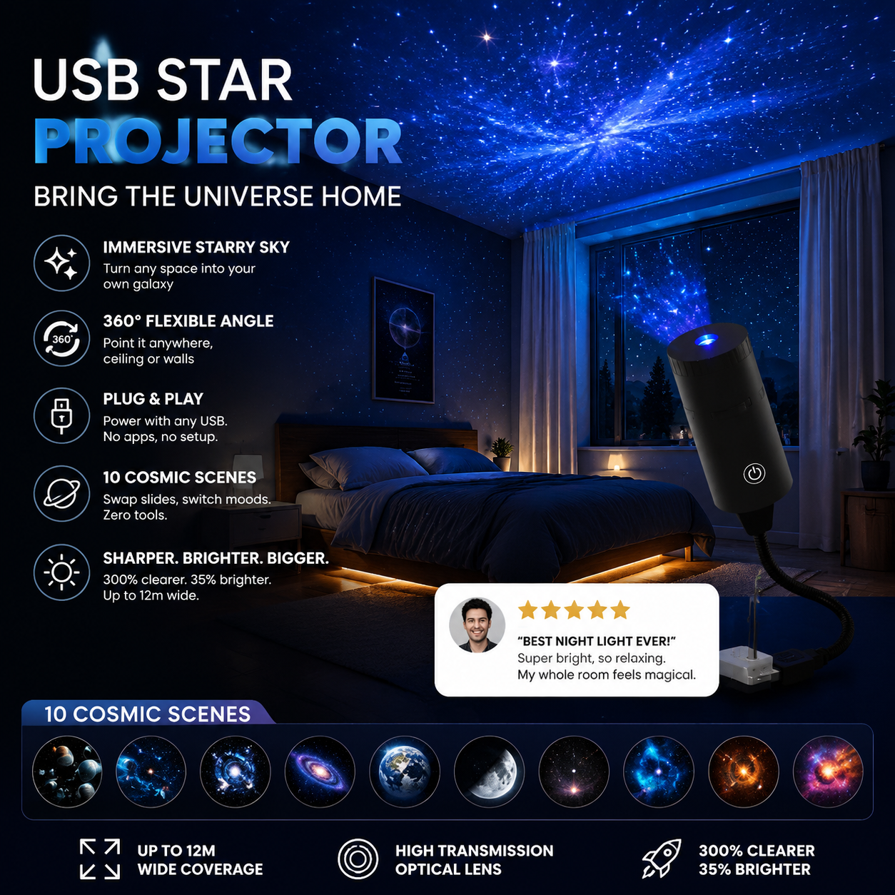 ✨ Projecteur d’étoiles HD – Branchez et jouez 🥳 Plus de 50 000 utilisateurs satisfaits