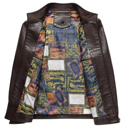 🔥  50% DE RÉDUCTION ! Veste Cuir Homme Doublure Peluche – Chaleur Hivernale, Coutures Main & Col Montant