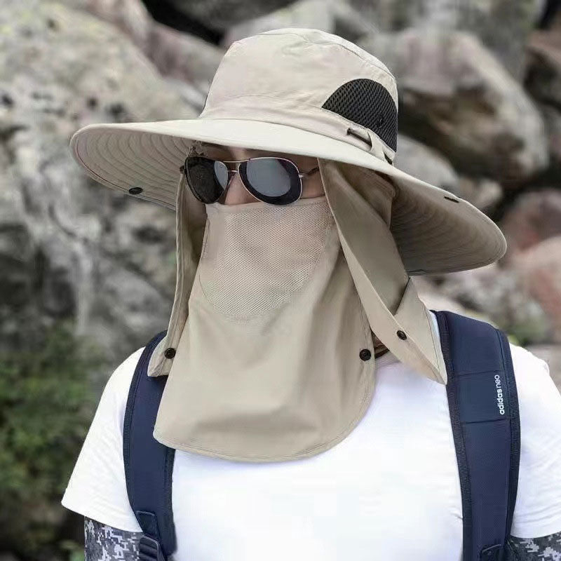 📢🧢⛰️ PROMO -50% ! Chapeau d’Alpinisme Imperméable & Anti-Poussière – Protection UV 50+, Masque Amovible & Trou de Ventilation (5 Couleurs)