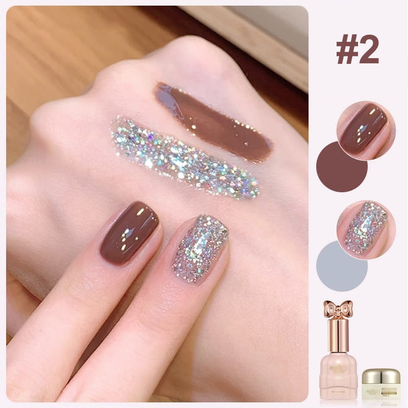 🎄 Promotion Exceptionnelle de Noël🎁Ensemble de vernis à ongles bicolores à paillettes tendance💄💅