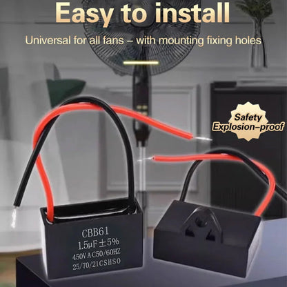 Condensateur universel de démarrage pour ventilateurs – Adapté à tous les ventilateurs