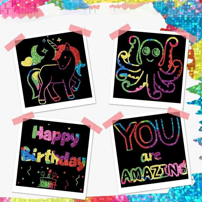 🌈 Kit Créatif DIY de Papier à Gratter Arc-En-Ciel