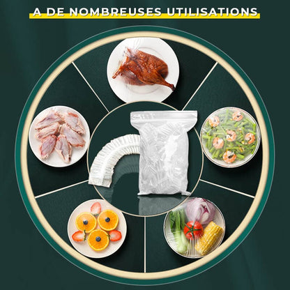 ✨🥗 -50% ! 💥Sacs de Conservation Fraîcheur – 100 PCS Réutilisables, PEHD/PEBD & Élastiques.