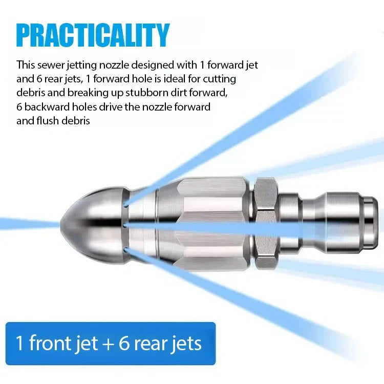 🔩 50% OFF IMMÉDIAT ! 🌊 Buse de Nettoyage pour Égouts en Acier Inoxydable - Élimine les Obstructions et Préviens les Bouchons en Profondeur 💦🚿