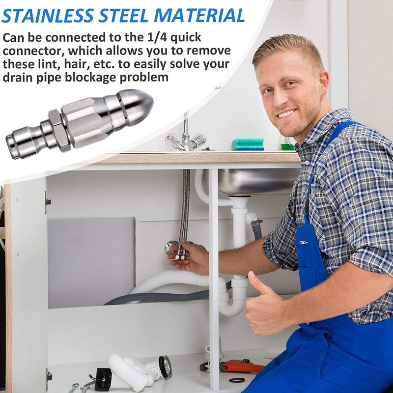 🔩 50% OFF IMMÉDIAT ! 🌊 Buse de Nettoyage pour Égouts en Acier Inoxydable - Élimine les Obstructions et Préviens les Bouchons en Profondeur 💦🚿