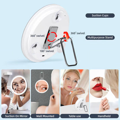 Miroir de maquillage lumineux rechargeable avec grossissement