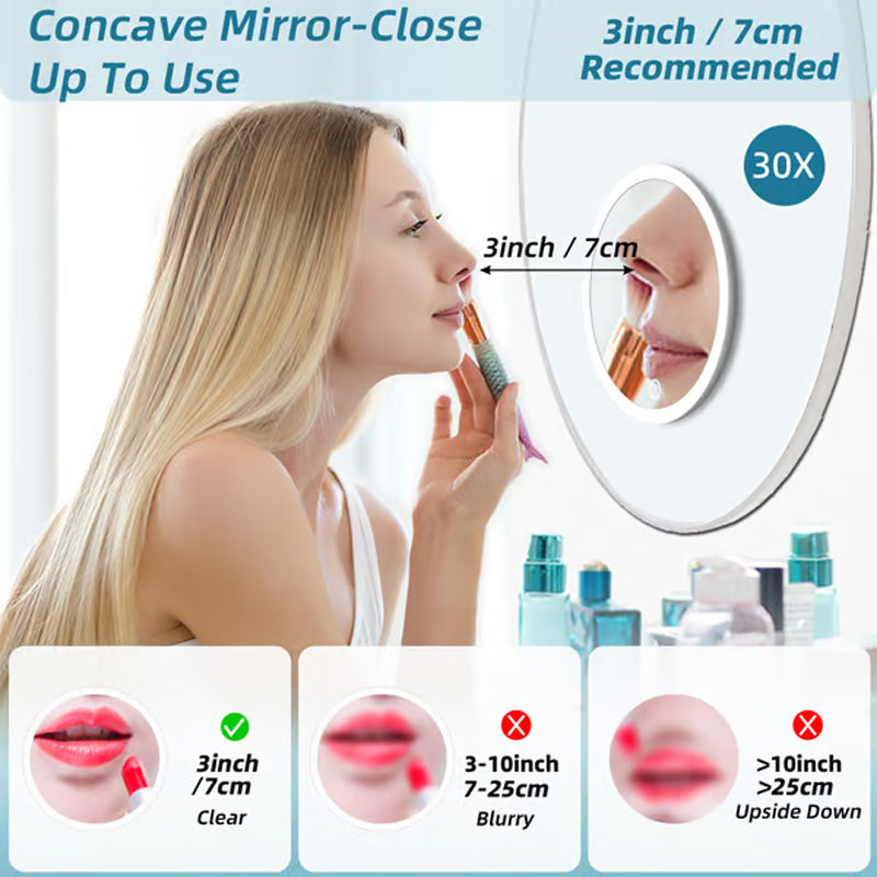 Miroir de maquillage lumineux rechargeable avec grossissement