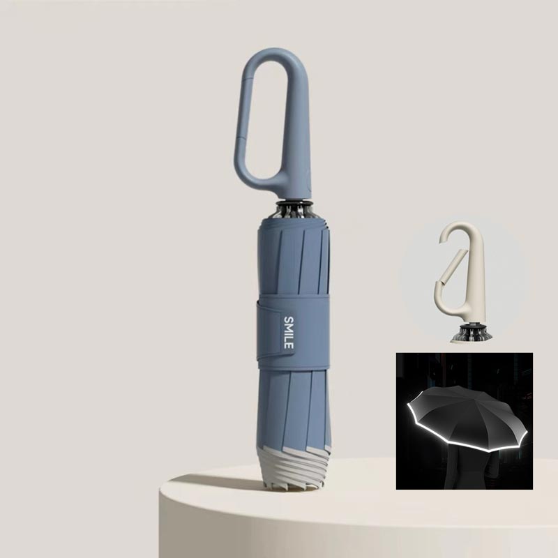 🌧️✨ Parapluie de sécurité réfléchissant – Compact, boucle à anneau pour un transport facile, idéal pour les trajets domicile-travail, visible et protégé par tous les temps 🚶‍♂️💡