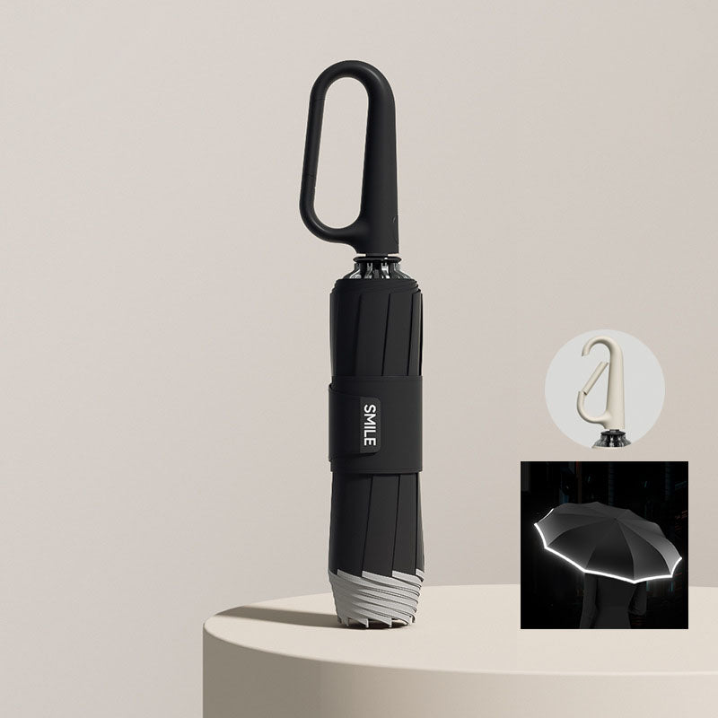 🌧️✨ Parapluie de sécurité réfléchissant – Compact, boucle à anneau pour un transport facile, idéal pour les trajets domicile-travail, visible et protégé par tous les temps 🚶‍♂️💡