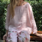 🔥Ensemble deux pièces avec haut uni et pantalon large fleuri🌸