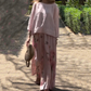🔥Ensemble deux pièces avec haut uni et pantalon large fleuri🌸