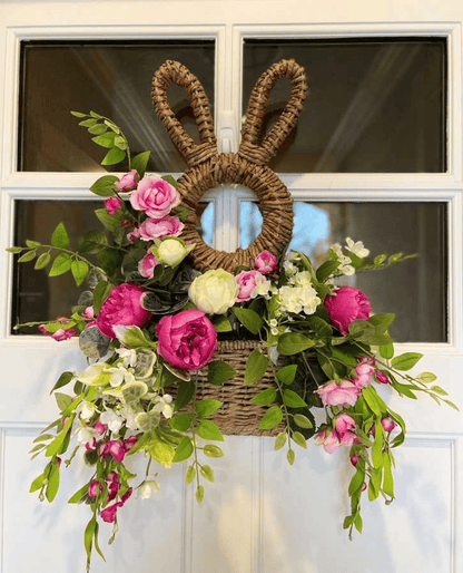 💐 Soldes de printemps - 50 % de réduction 🐰 Panier de Pâques en forme de lapin à suspendre – Décor mural de printemps