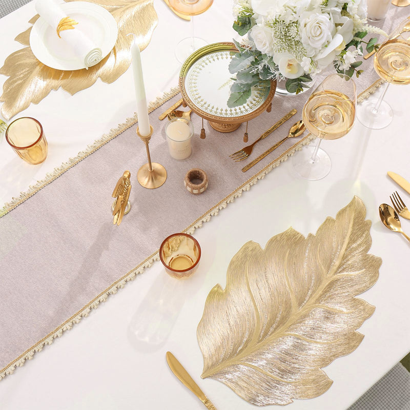 Set de table de salle à manger 3D feuille d'or résistant à la chaleur