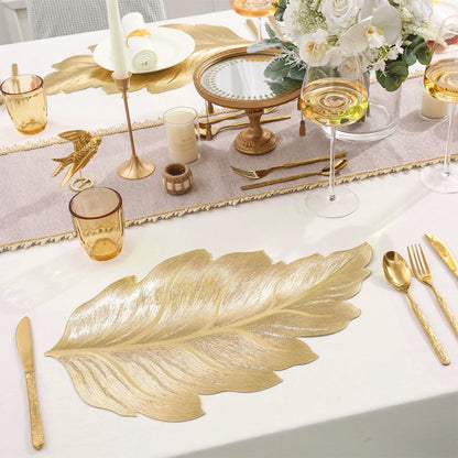 Set de table de salle à manger 3D feuille d'or résistant à la chaleur