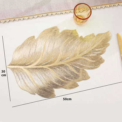 Set de table de salle à manger 3D feuille d'or résistant à la chaleur