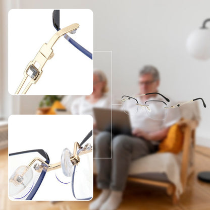 🔥50 % DE RÉDUCTION🔍 Lunettes anti-lumière bleue sans monture | Technologie avancée de protection contre la lumière bleue · 👓 Design élégant sans monture · Idéales aussi bien pour les occasions décontractées que professionnelles
