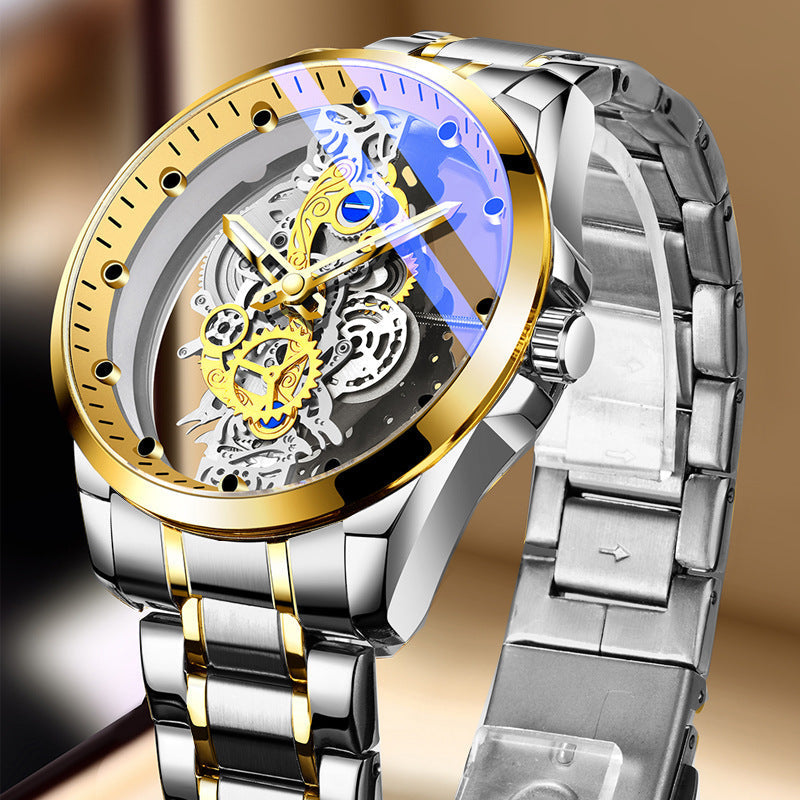 ⌚✨ PROMO FLASH : 50% DE RÉDUCTION ! Montre Squelette Homme Cadran Double Face – Verre Minéral Trempé, Mouvement Quartz & Étanchéité 30 M for une Élégance Mécanique Unique ✨