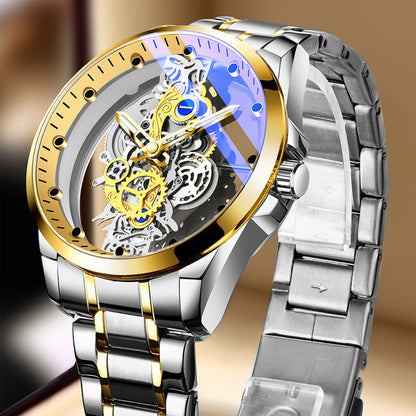 ⌚✨ PROMO FLASH : 50% DE RÉDUCTION ! Montre Squelette Homme Cadran Double Face – Verre Minéral Trempé, Mouvement Quartz & Étanchéité 30 M for une Élégance Mécanique Unique ✨