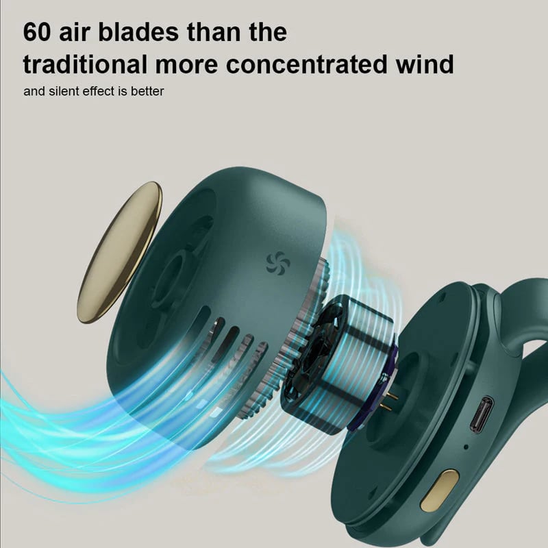 🎁🎉 Anniversaire du magasin · Vente spéciale hors-saison💨🌀 Petit ventilateur tour de cou à pince tourbillon – Fraîcheur portable et mains libres