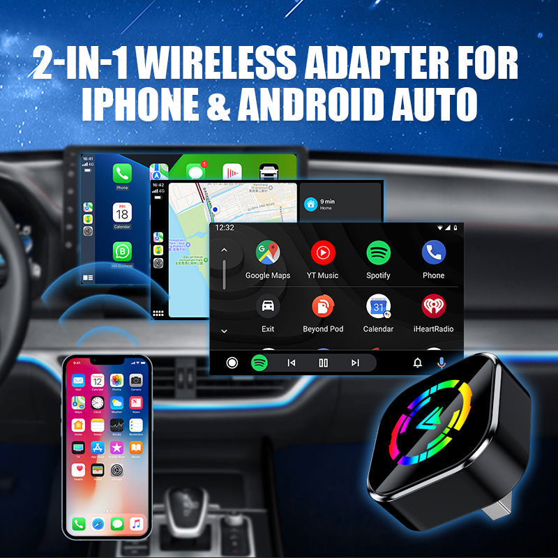 🔥 59% de réduction ! ⚡ Adaptateur sans fil 2-en-1 pour iPhone & Android Auto – Installation en 10 sec, Bluetooth 5.0 & écran divisé 🚗📱