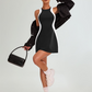 Robe Courte Cintrée à Blocs de Couleurs avec Short Assorti
