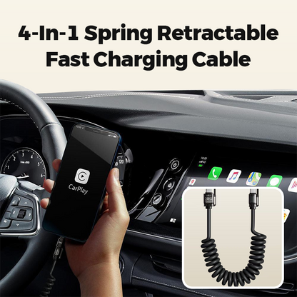 Câble de Charge Rapide Rétractable à Ressort 4-en-1