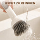 Brosse de nettoyage rotative à long manche pour vaisselle et casseroles.