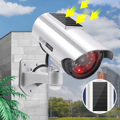 Caméra de sécurité extérieure à énergie solaire simulée avec lumière LED clignotante