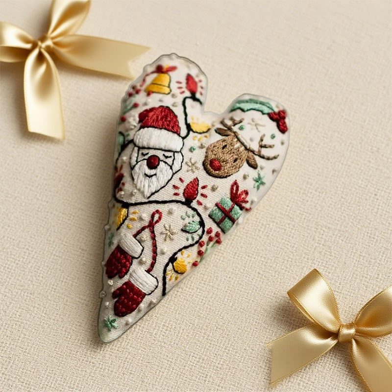 Kit de Broderie à la Main de Noël en Forme de Cœur