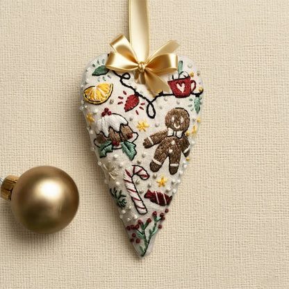 Kit de Broderie à la Main de Noël en Forme de Cœur