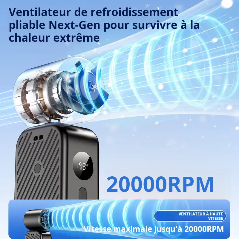 Ventilateur portable haute vitesse 5-en-1 rechargeable – Flux d'air réglable, refroidissement USB, parfait pour les voyages, le bureau et un usage personnel