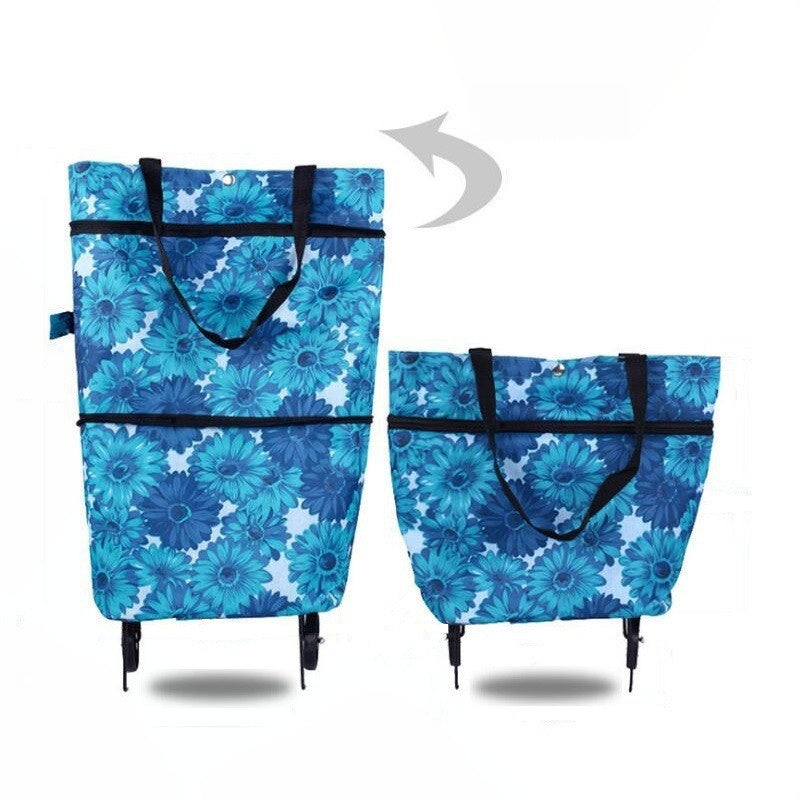 Chariot de courses pliable 2‑en‑1