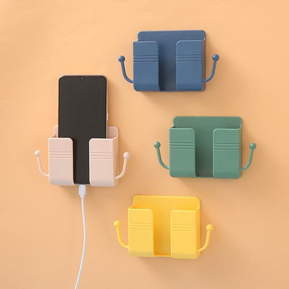 🧰 Boîte de Rangement Murale – ABS – 10×3×9,5 cm – 45 g – Ignifugé – Crochets Latéraux – Jaune/Vert/Bleu/Rose – Pour Téléphone et Télécommandes 🏠