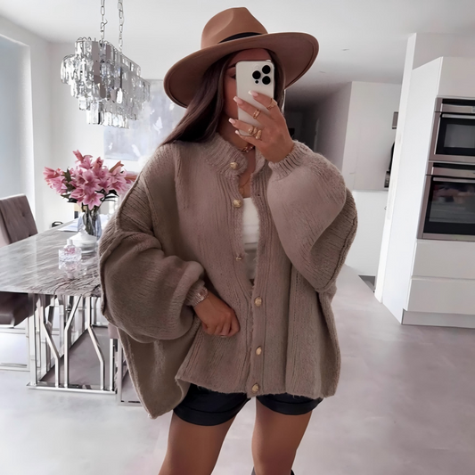 Manteau-Chandail Élégant Femme à Col Rond