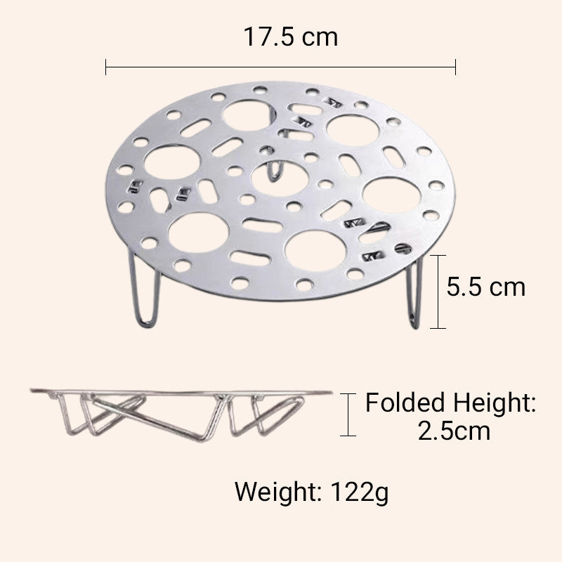 Support de cuisson vapeur en acier inoxydable argenté avec pied