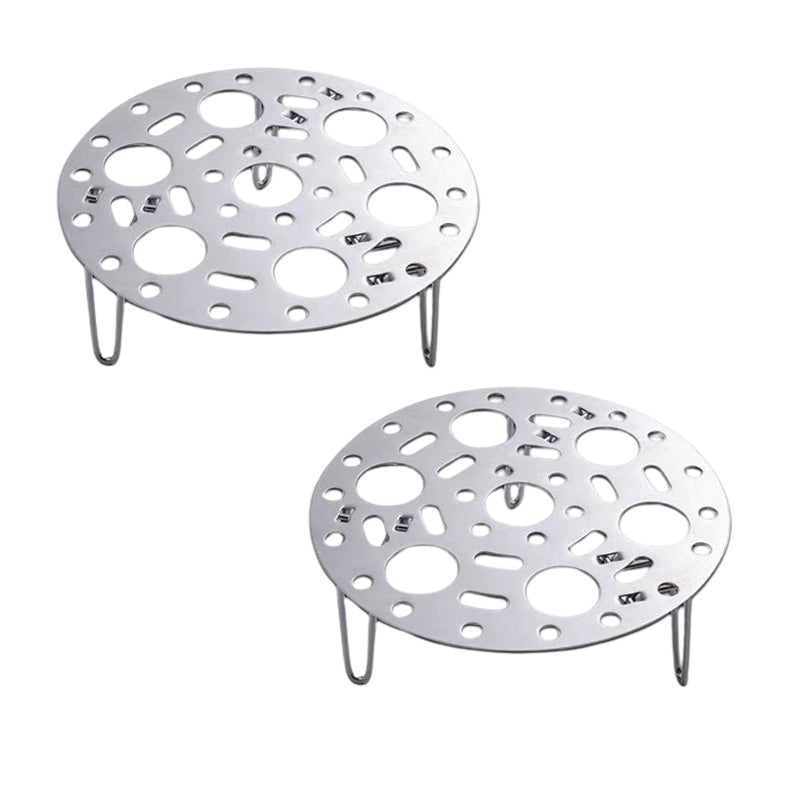 Support de cuisson vapeur en acier inoxydable argenté avec pied