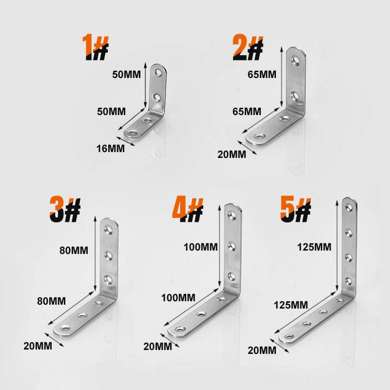 Lot de 4 PCS Support d'angle en acier inoxydable - avec 30 PCS vis