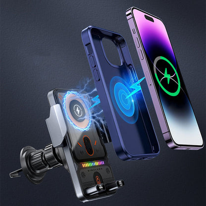 ✨Support de téléphone de voiture intelligent 2 en 1 avec fonction pivotante et chargeur sans fil