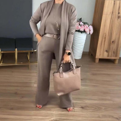 📢 Vente flash : fin dans 3 heures !⏰💞Ensemble 3 pièces élégant comprenant un cardigan long, un haut et un pantalon💞