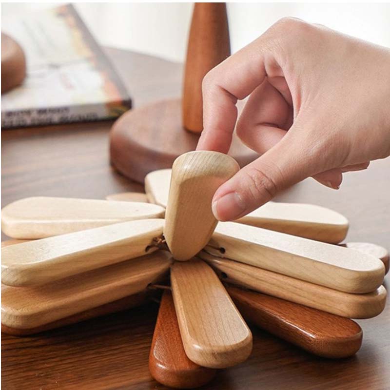 🎁Offre de Noël 🎄 Dessous de Plat en Bois Forme Arbre - Étoile ou Pomme, Bois Naturel - Protection contre la Chaleur, Objet Décoratif Élégant