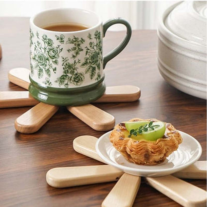 🎁Offre de Noël 🎄 Dessous de Plat en Bois Forme Arbre - Étoile ou Pomme, Bois Naturel - Protection contre la Chaleur, Objet Décoratif Élégant