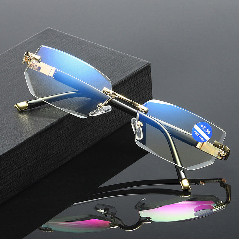 Lunettes de lecture sans monture bloquant la lumière bleue pour la presbytie