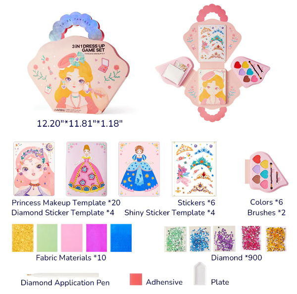 Ensemble de jeu d'habillage et de maquillage de princesse fantastique 3 en 1