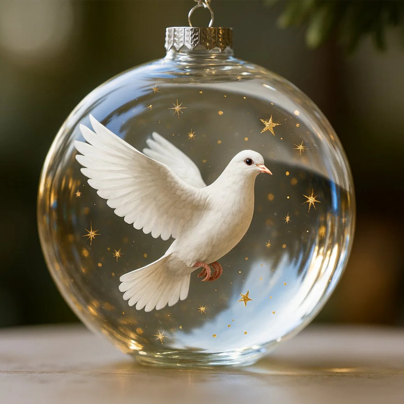 🎁 Cadeaux Priviléges de Noël🎄Ornement Sphérique à Effet Verre « Oiseaux de la Nature »