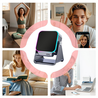 🔥VENTE LIMITÉE 50 % DE RÉDUCTION🔥🎵 Enceinte 5-en-1 avec support téléphone – Son par induction, recharge et lumière d’ambiance, tout en un !